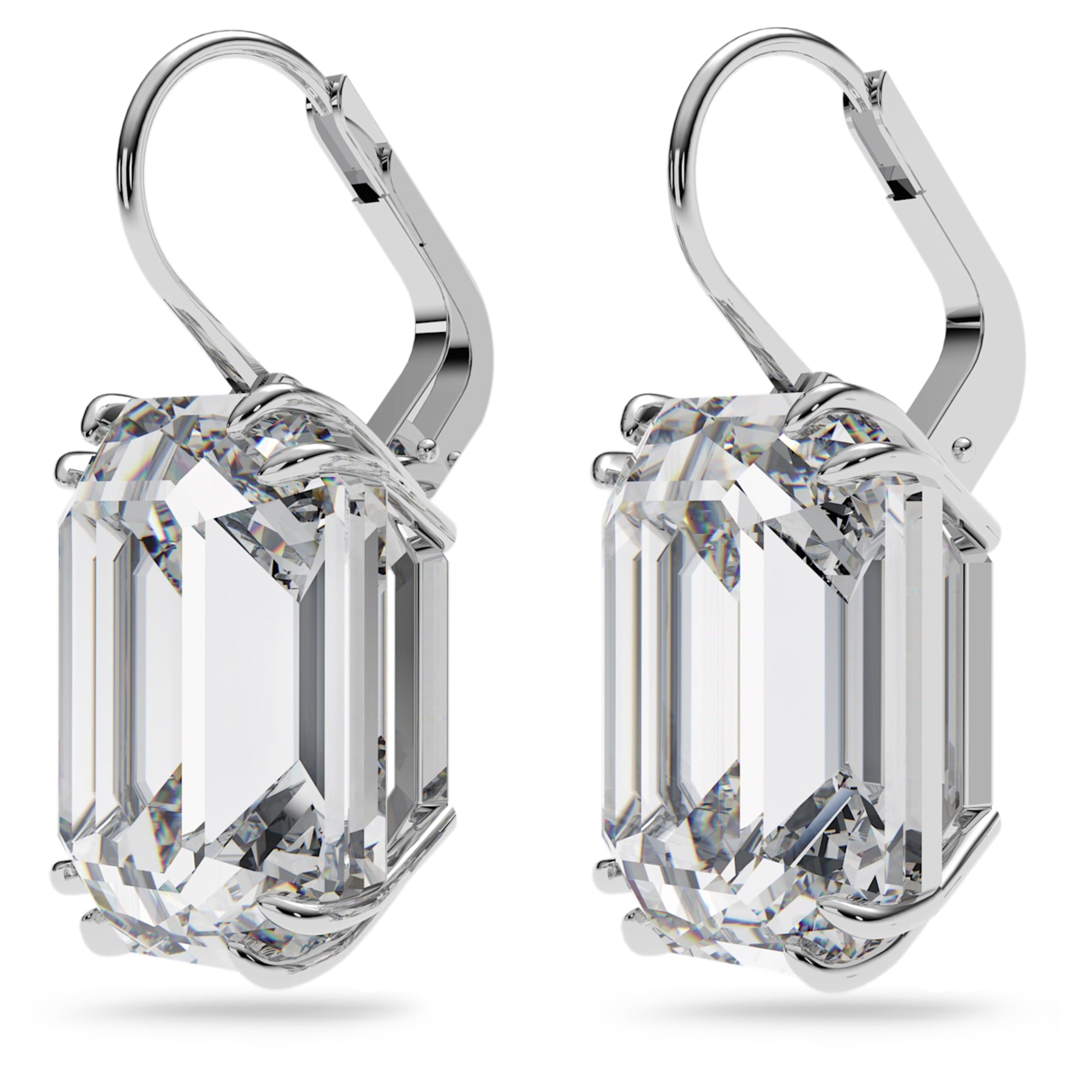 Millenia - Octagonal - White Silver - Drop Earrings - Swarovski