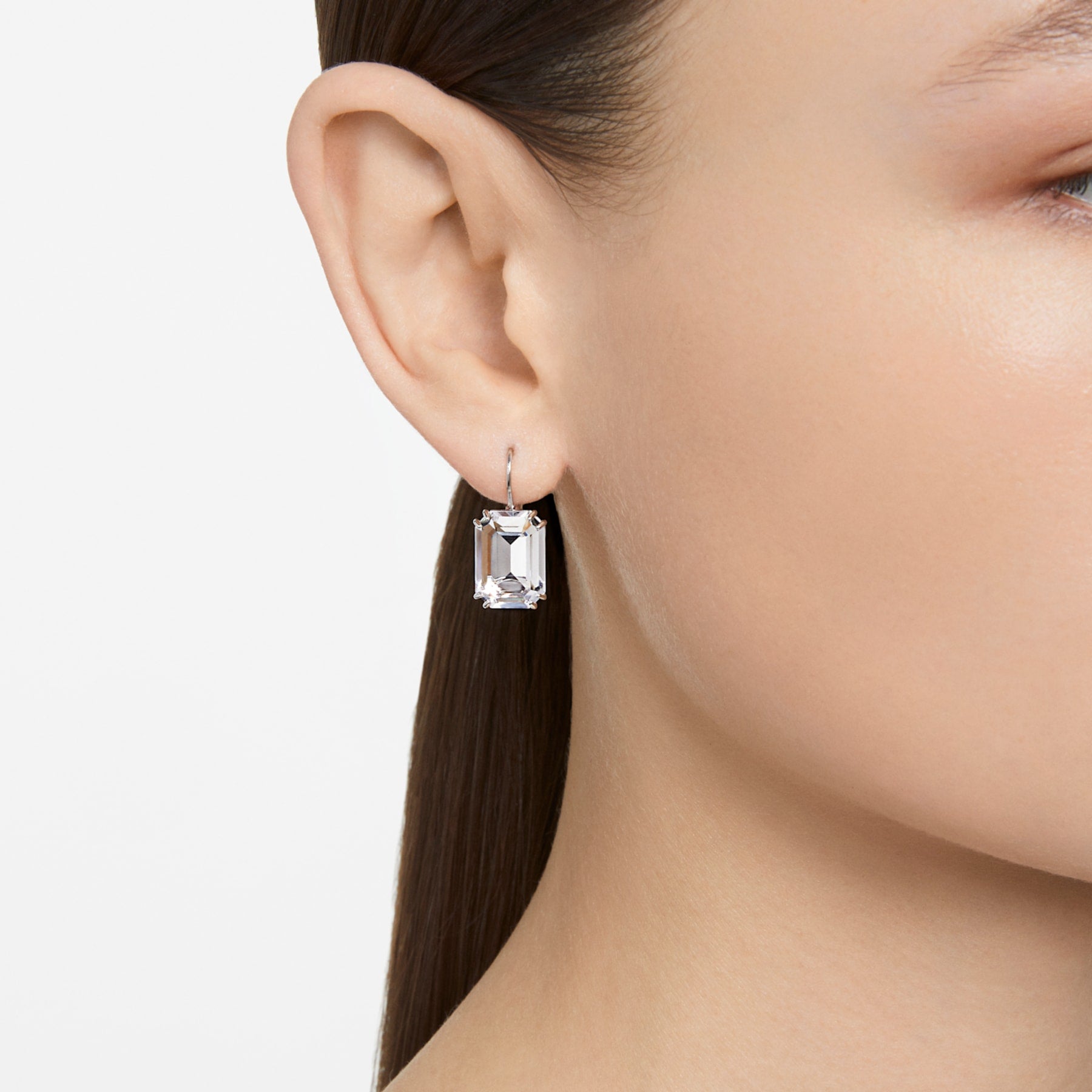Millenia - Octagonal - White Silver - Drop Earrings - Swarovski