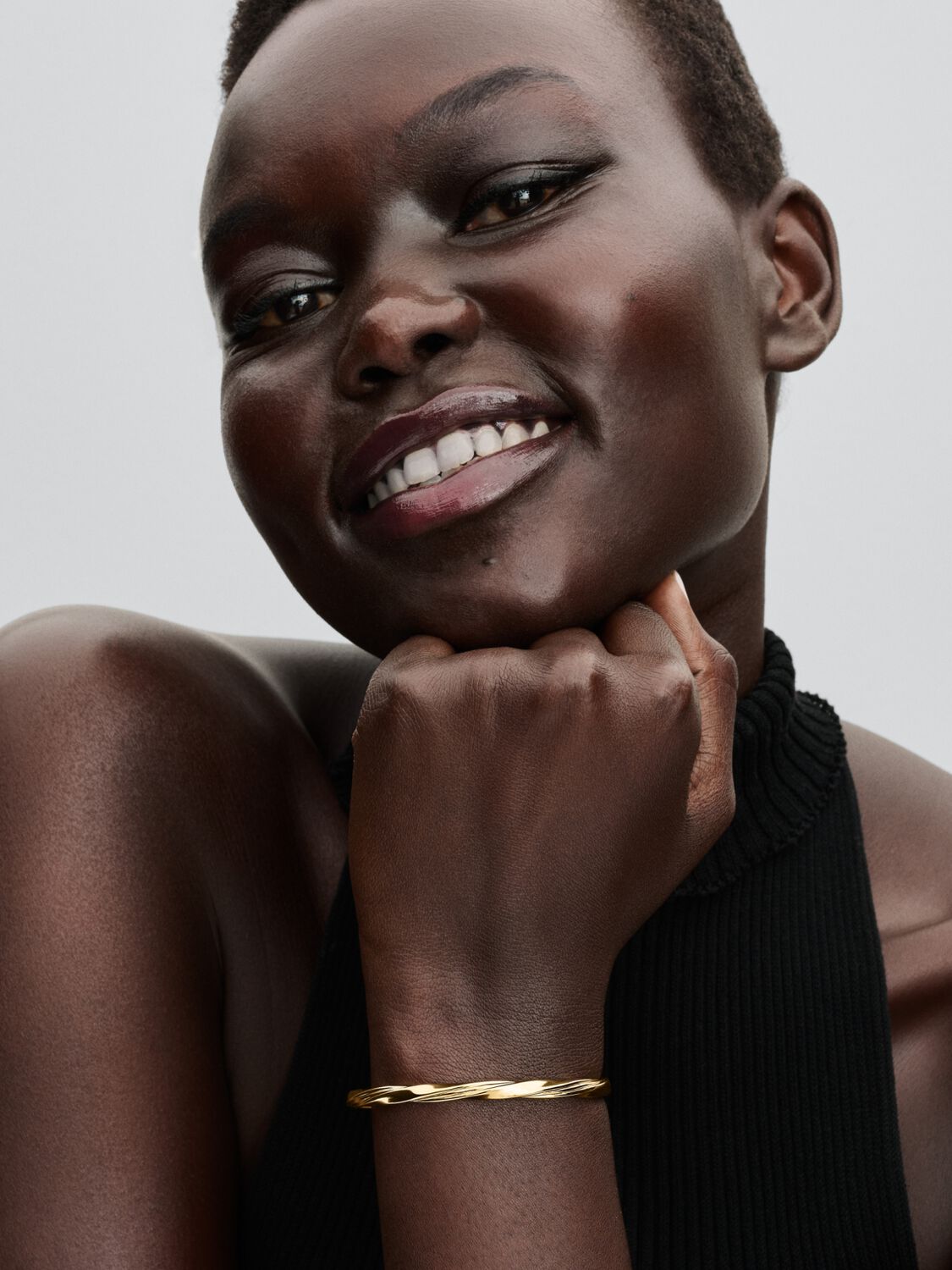 Gold Twisted Open Bangle Bracelet | Pandora