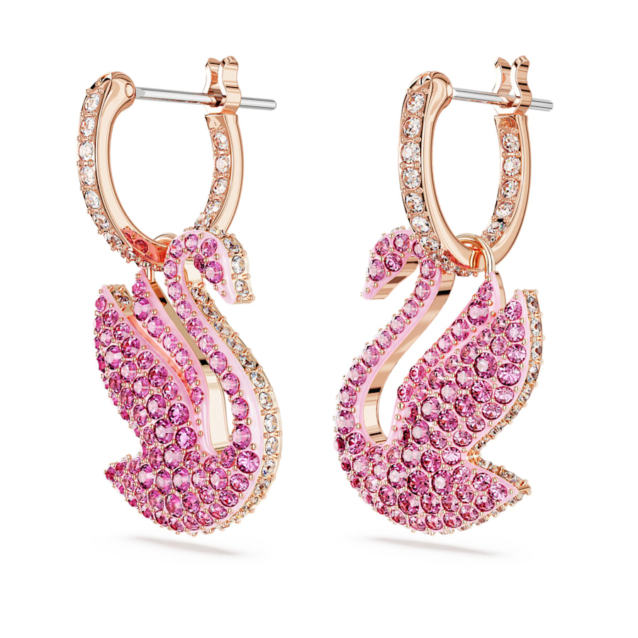 Iconic Swan - Rose Gold Rose - Earrings - Swarovski