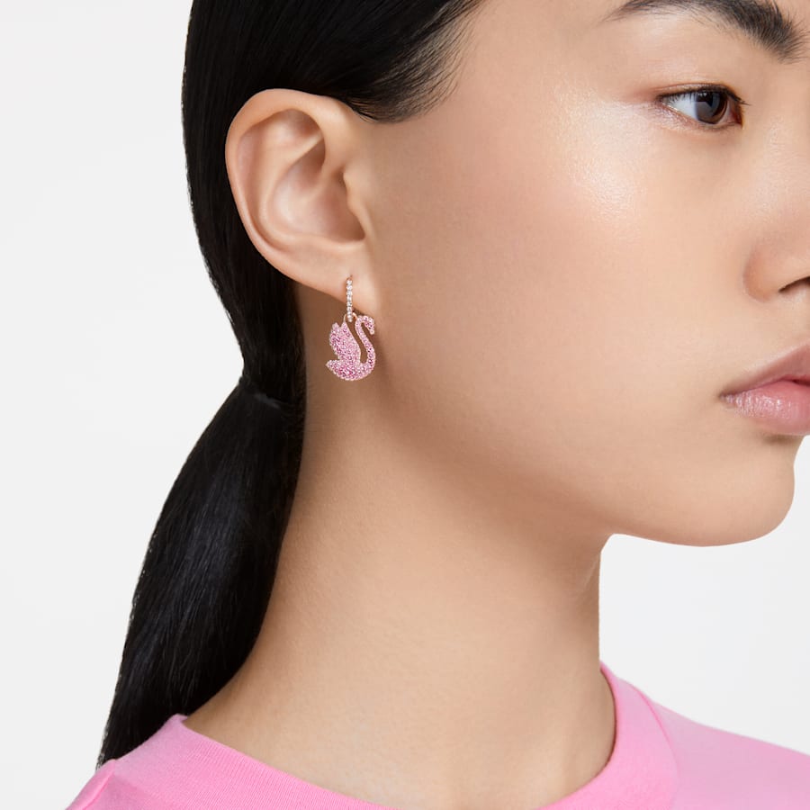 Iconic Swan - Rose Gold Rose - Earrings - Swarovski