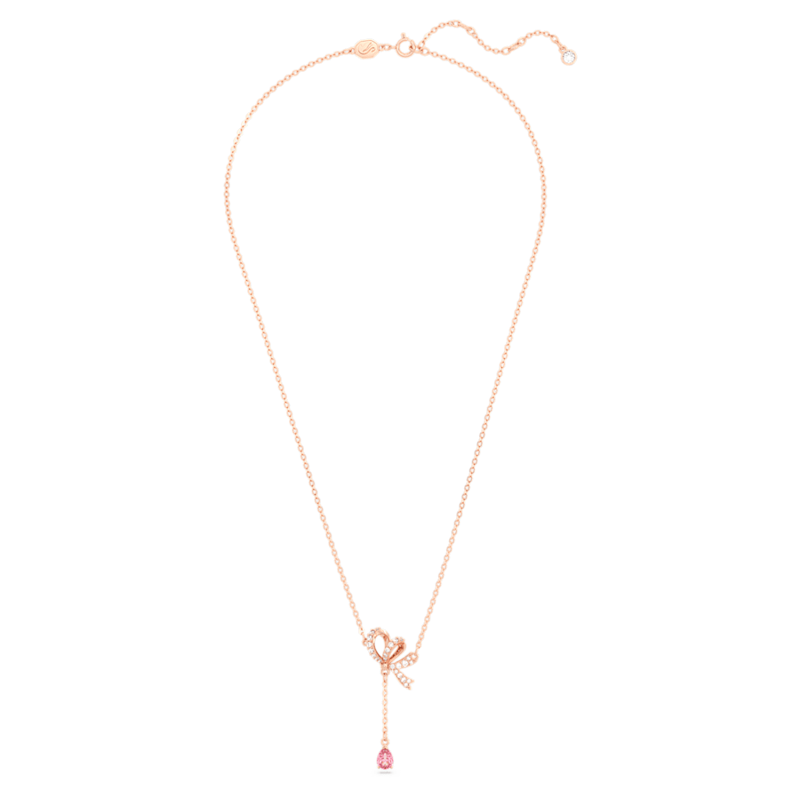 Volta - Bow - Rose Gold Rose - Y Necklace - Swarovski