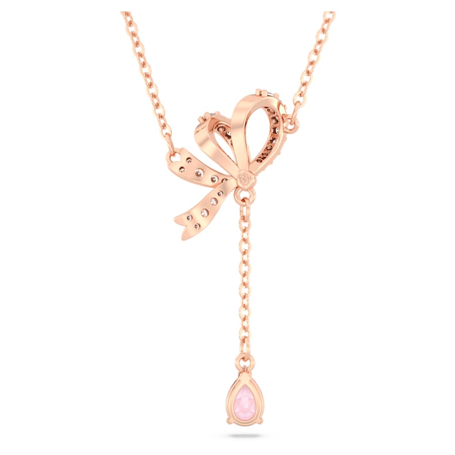 Volta - Bow - Rose Gold Rose - Y Necklace - Swarovski