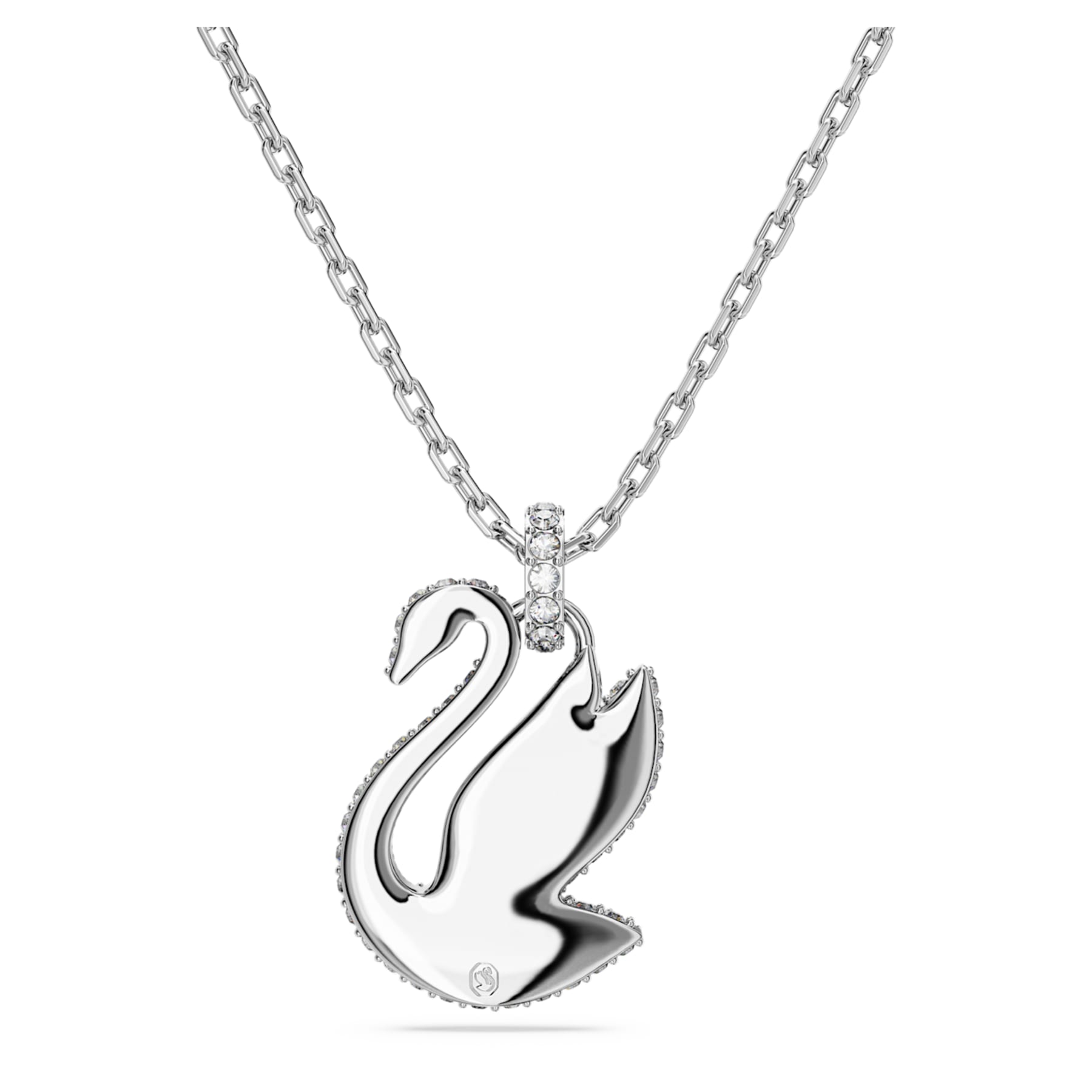 Iconic Swan - Medium - White Silver - Pendant - Swarovski