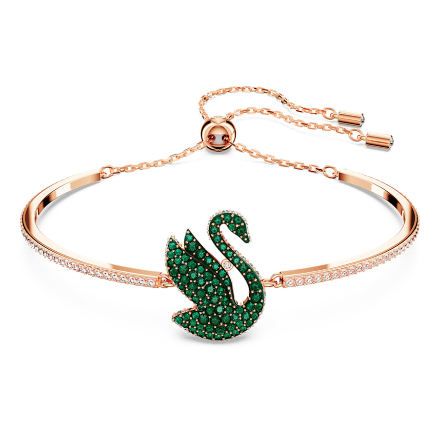 Iconic Swan - Green Gold Rose - Bangle Bracelet - Swarovski