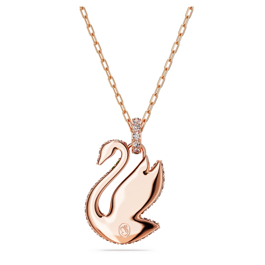 Iconic Swan - Medium - Vert Doré Rose - Pendentif - Swarovski