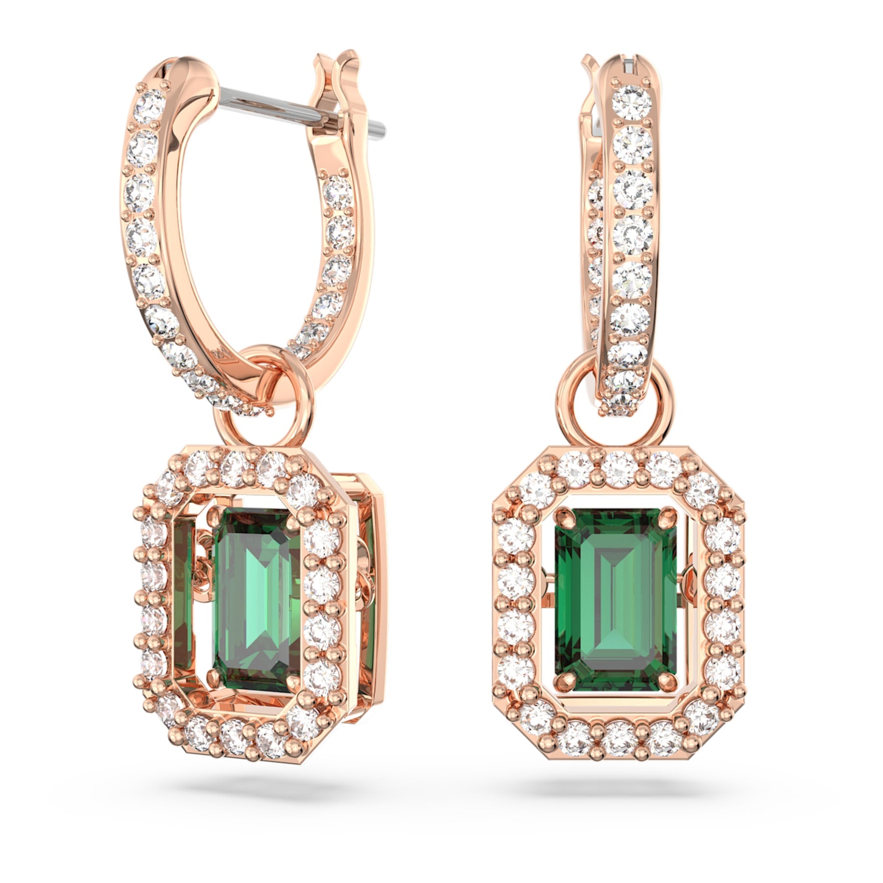 Millenia - Octagonal - Green Gold Rose - Earrings - Swarovski