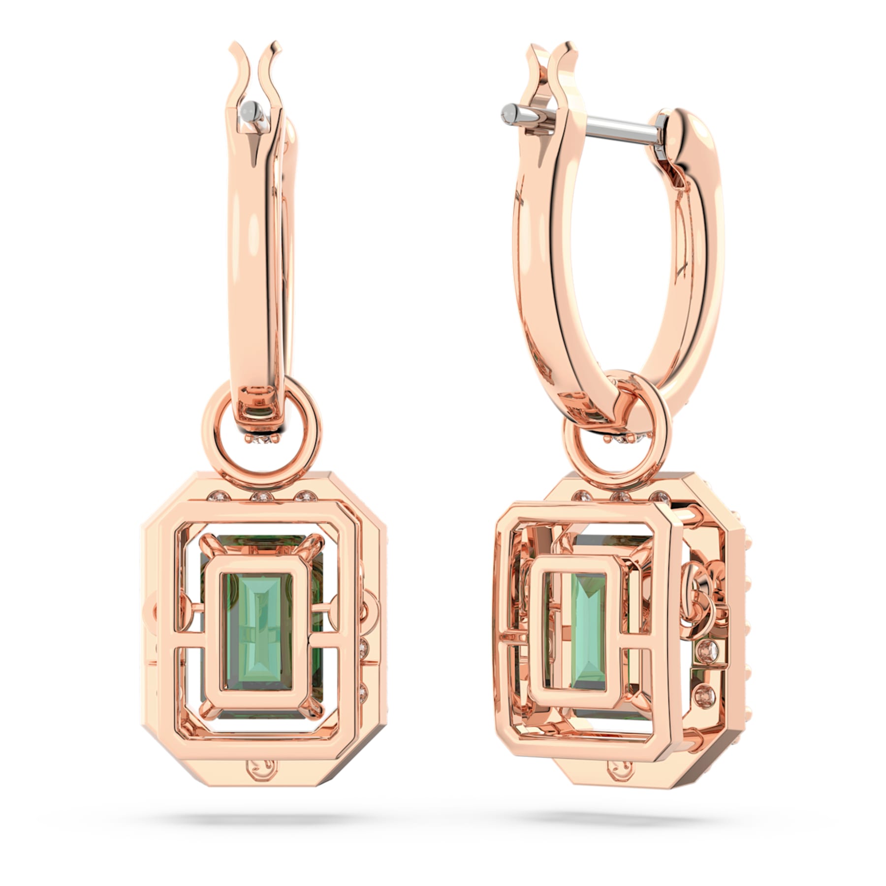Millenia - Octagonal - Green Gold Rose - Earrings - Swarovski