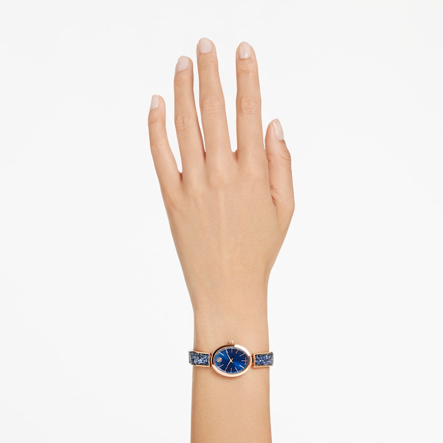 Crystal Rock Oval - Blue Rose Gold - Watch - Swarovski