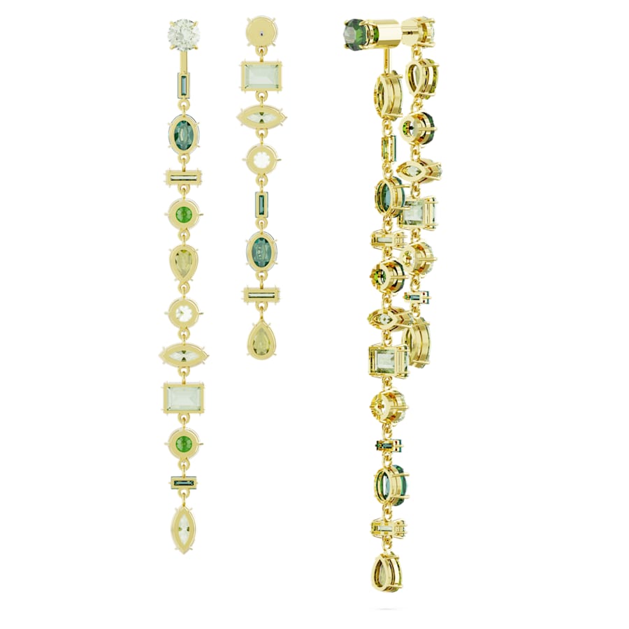 Gema - Asymmetrical - Golden Green - Earrings - Swarovski
