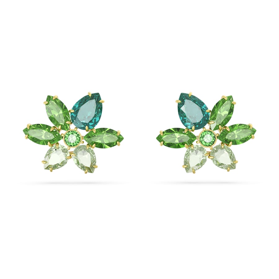 Gema - Flower - Golden Green - Earrings - Swarovski