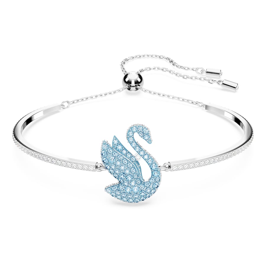 Iconic Swan - Silver Blue - Bangle Bracelet - Swarovski