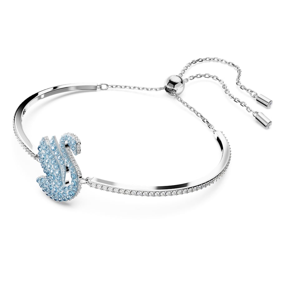 Iconic Swan - Silver Blue - Bangle Bracelet - Swarovski