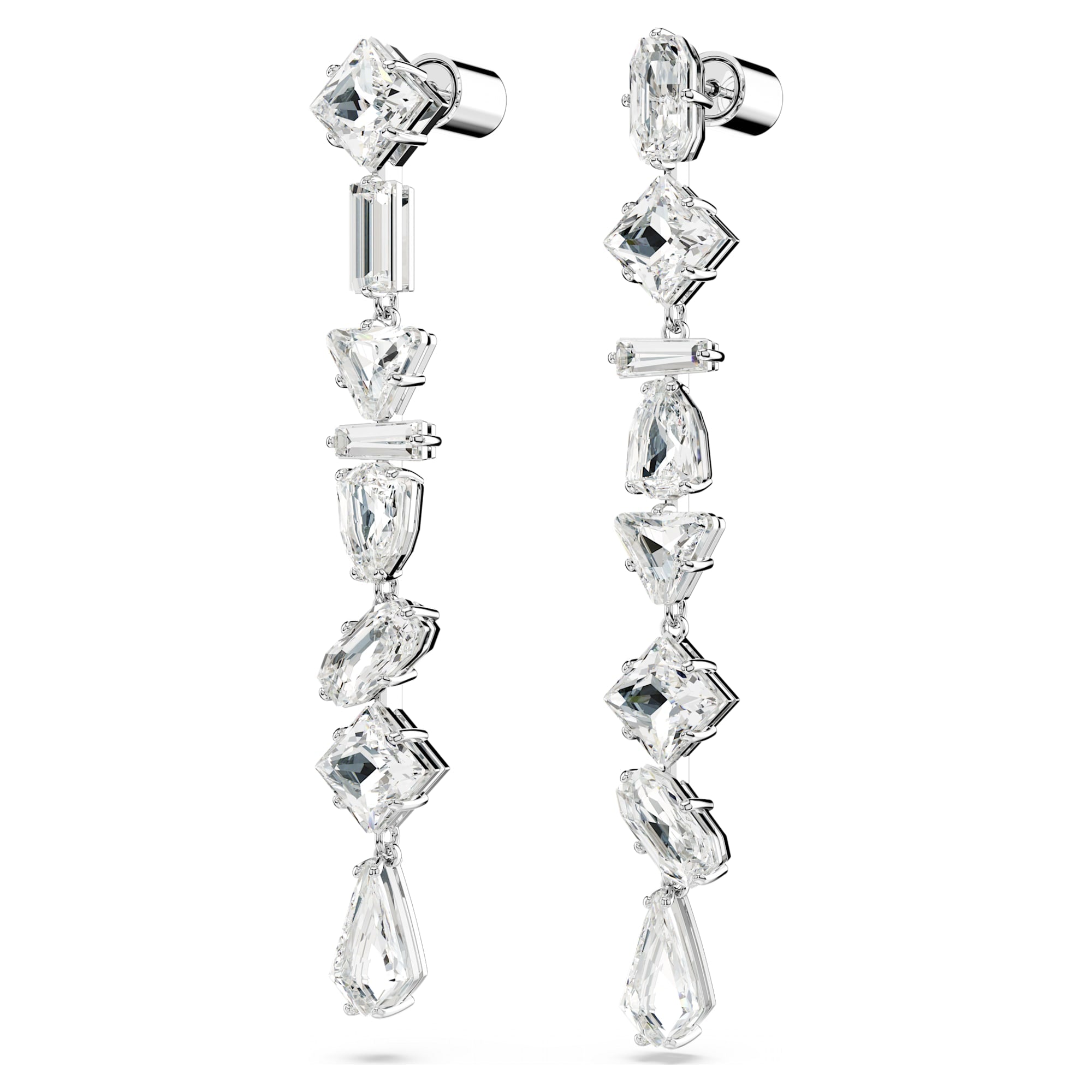 Mesmera - White Silver - Asymmetric - Earrings - Swarovski