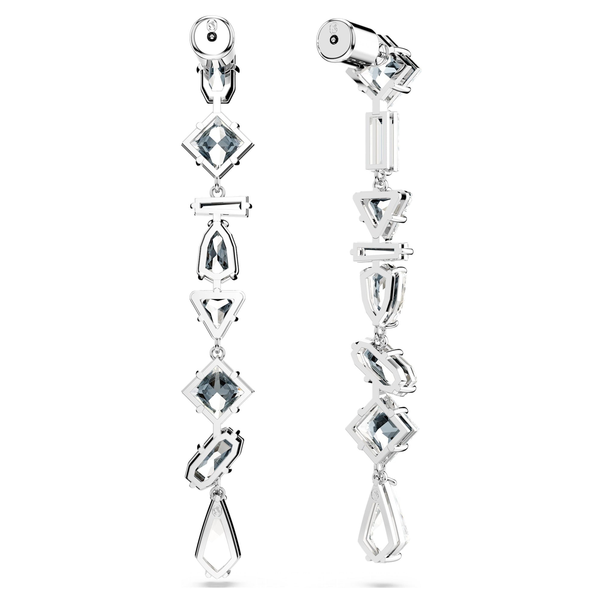 Mesmera - Blanc Argenté - Asymétrique - Boucles d'oreilles - Swarovski