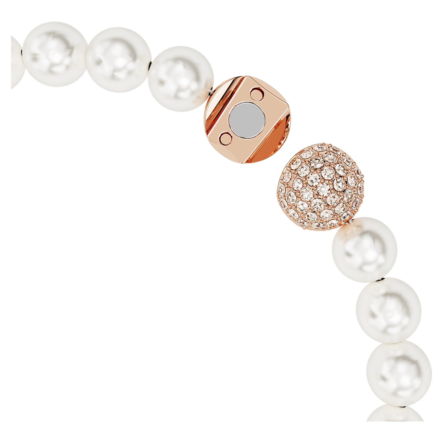 Schön – Rose aus Weißgold – Feder – Größe L – Armband – Swarovski