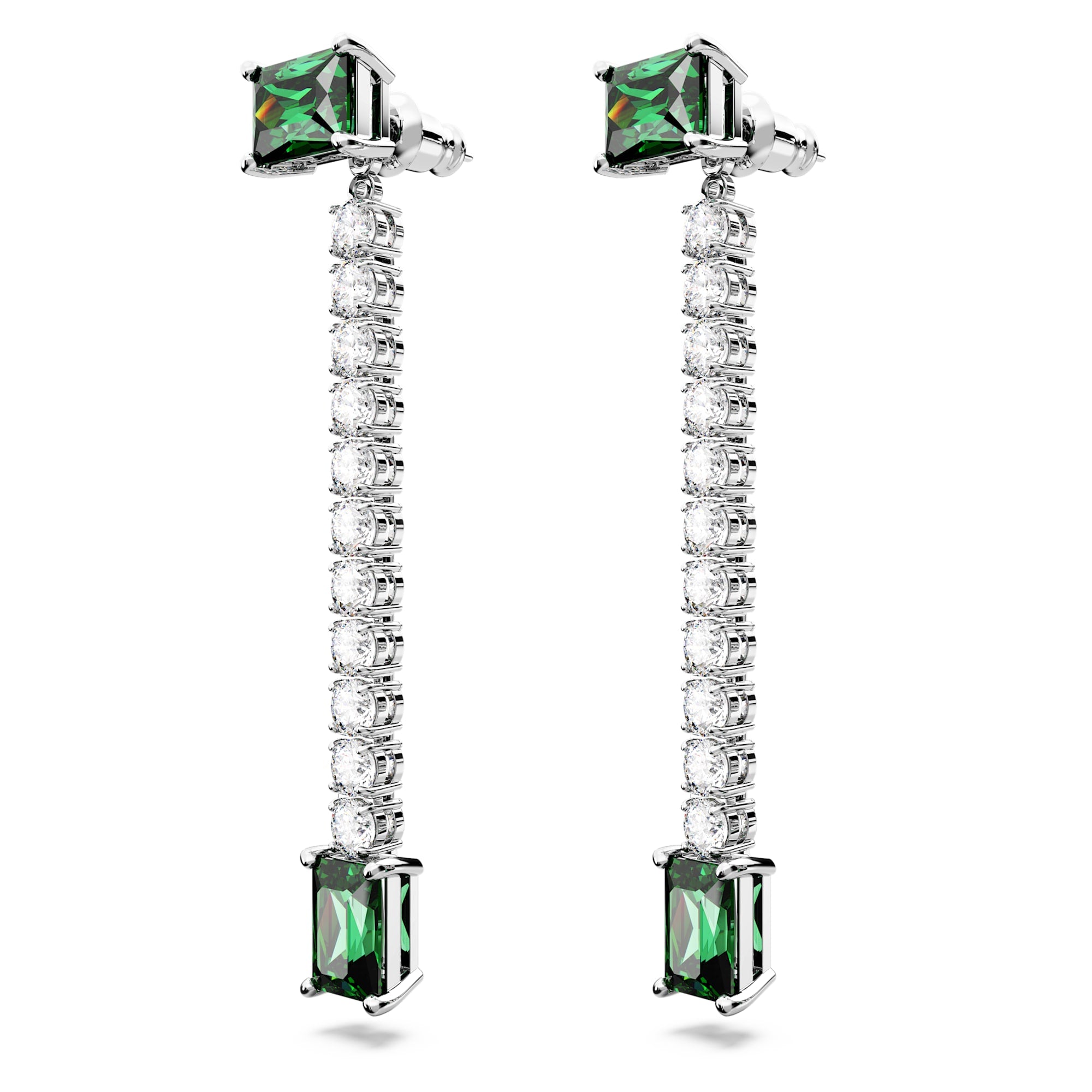 Matrix - Tennis - Green Silver - Earrings - Swarovski