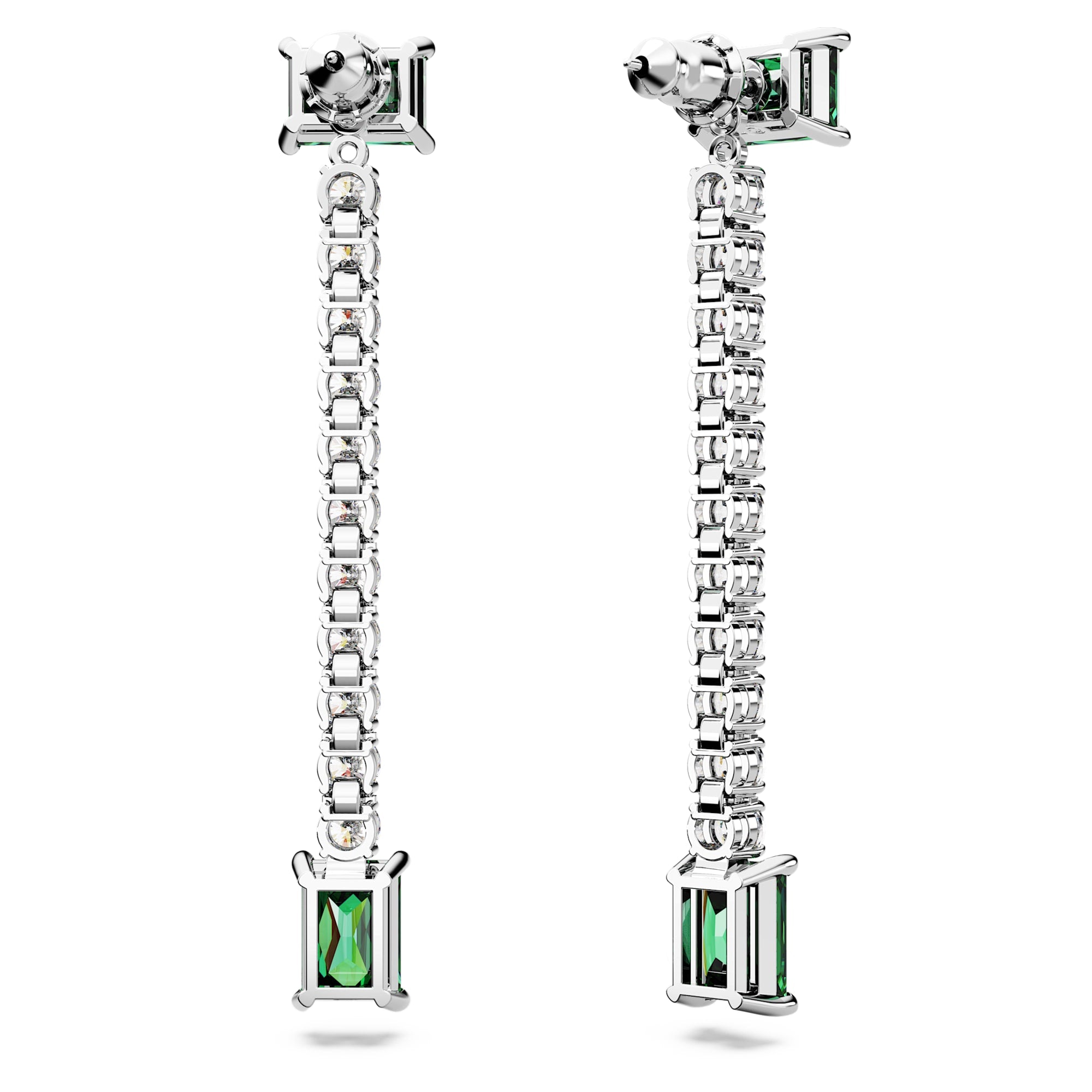 Matrix - Tennis - Green Silver - Earrings - Swarovski