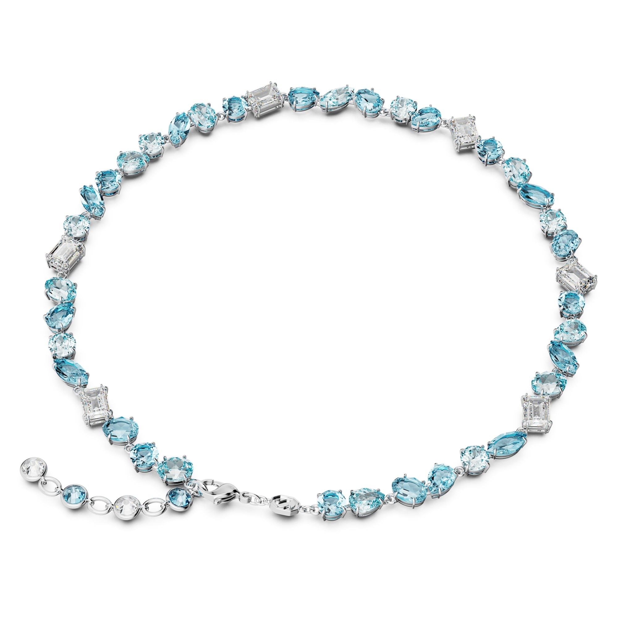 Gema - Silver Blue - Necklace - Swarovski
