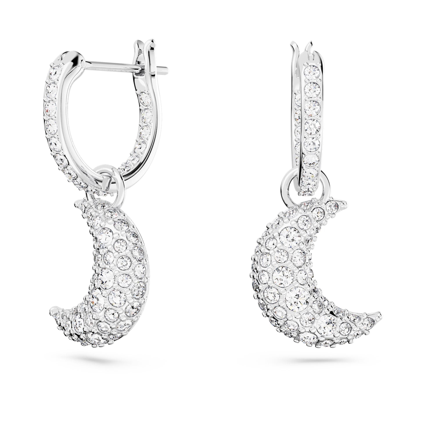 Luna - White Silver - Earrings - Swarovski