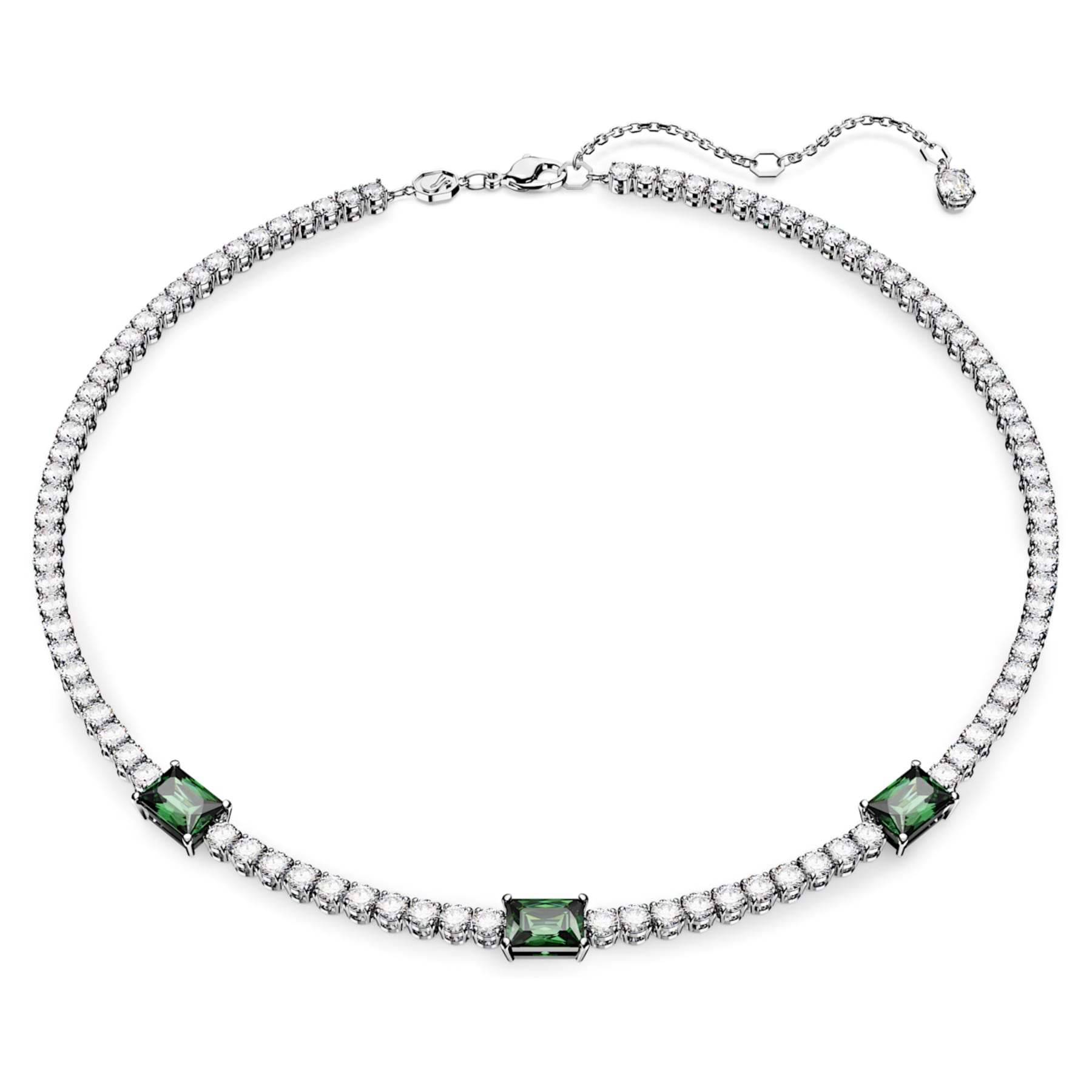 Matrix - Tennis - Green Silver - Necklace - Swarovski