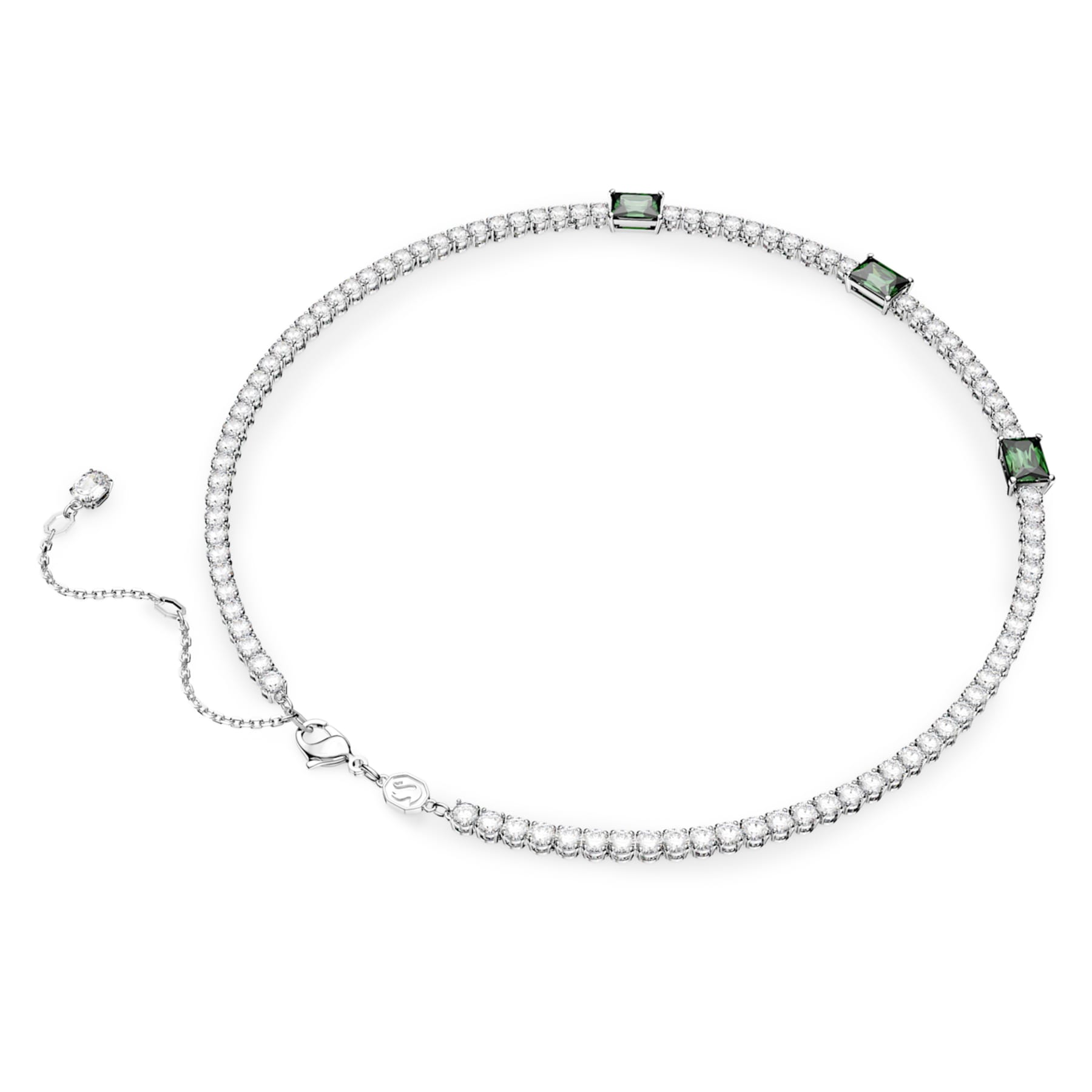 Matrix - Tennis - Grünes Silber - Halskette - Swarovski