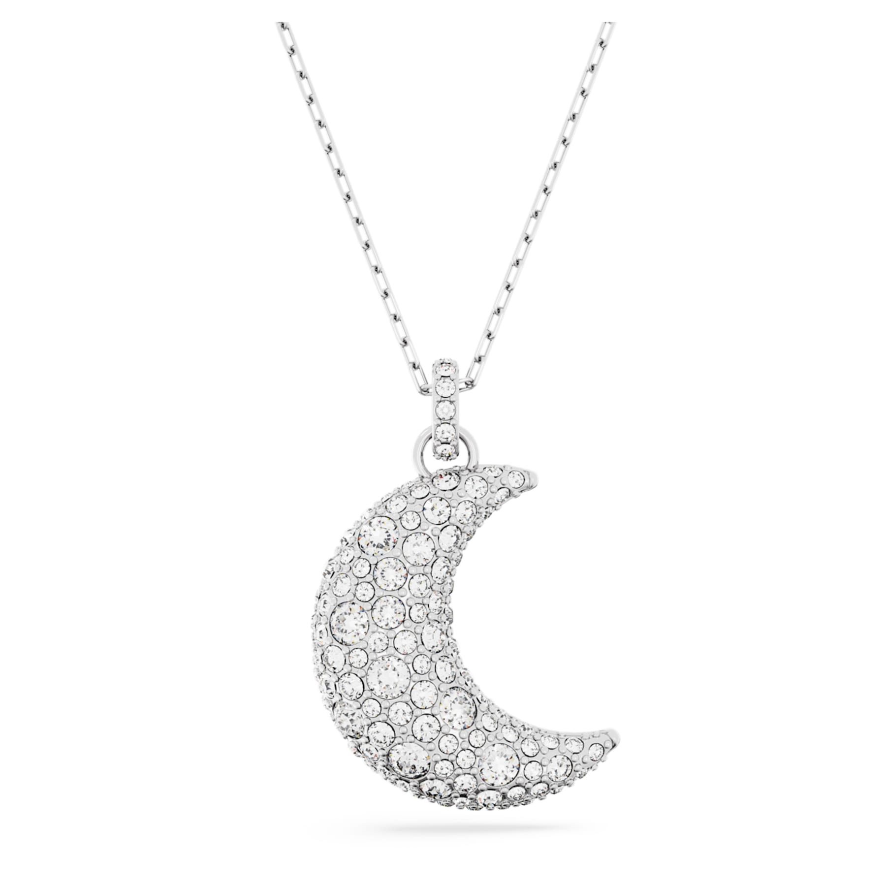 Luna - White Silver - Necklace - Swarovski