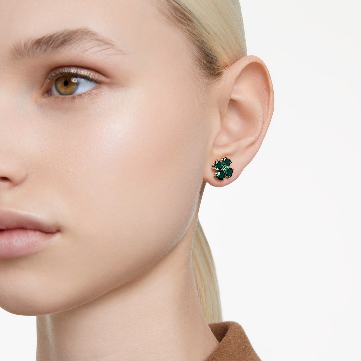 Idyllia - Golden Green - Earrings - Swarovski
