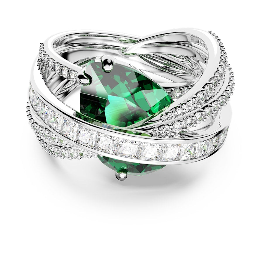 Hyperbola - Silver Green - Cocktail - Ring - Swarovski