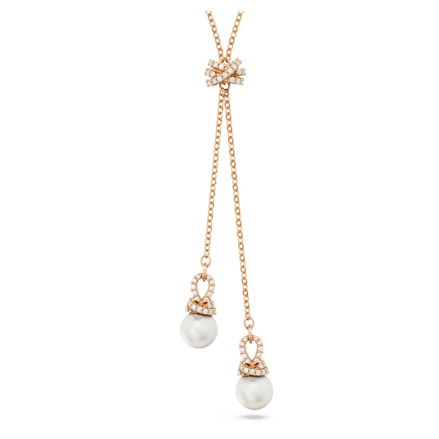 Originally - White Rose Gold - Y Necklace - Swarovski