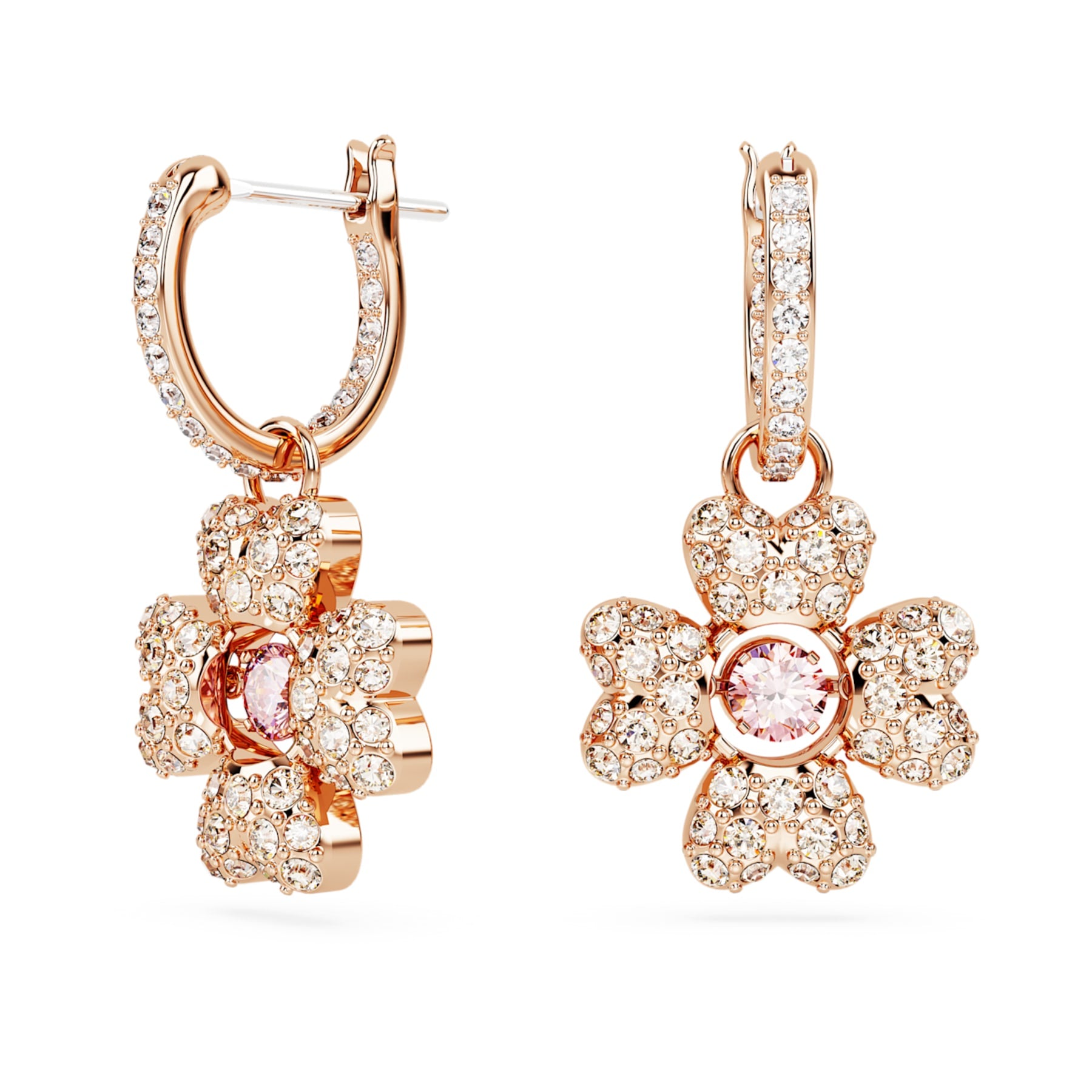 Idyllia - White Gold Pink - Hoop earrings - Swarovski