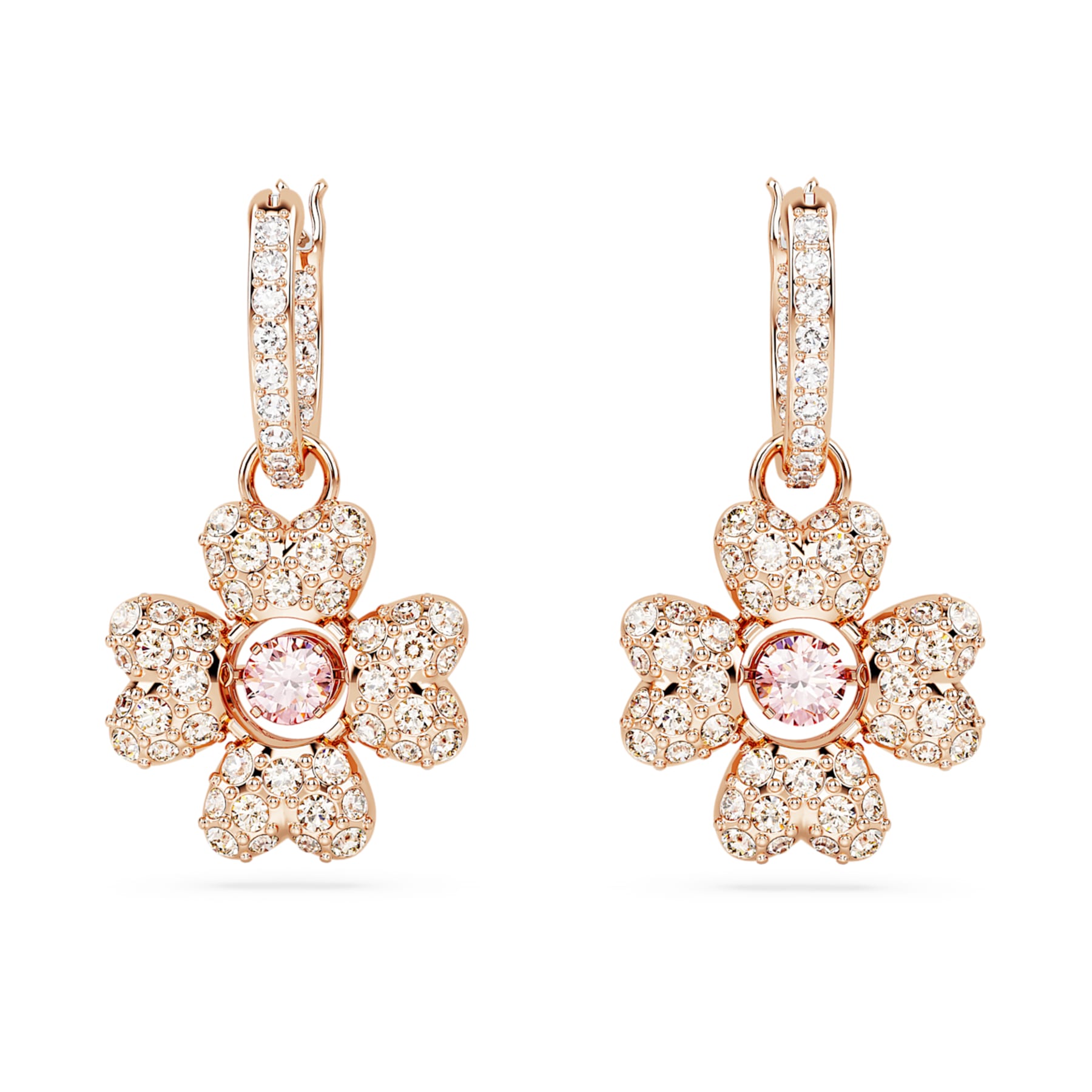 Idyllia - White Gold Pink - Hoop earrings - Swarovski
