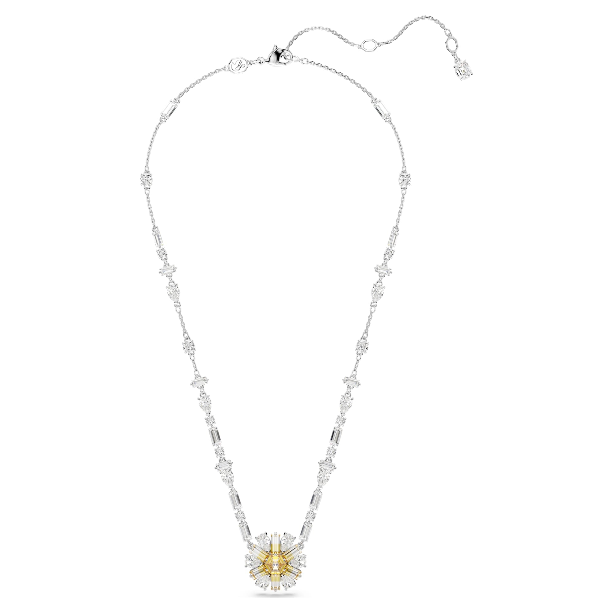 Idyllia - Flower - Yellow Silver - Necklace - Swarovski