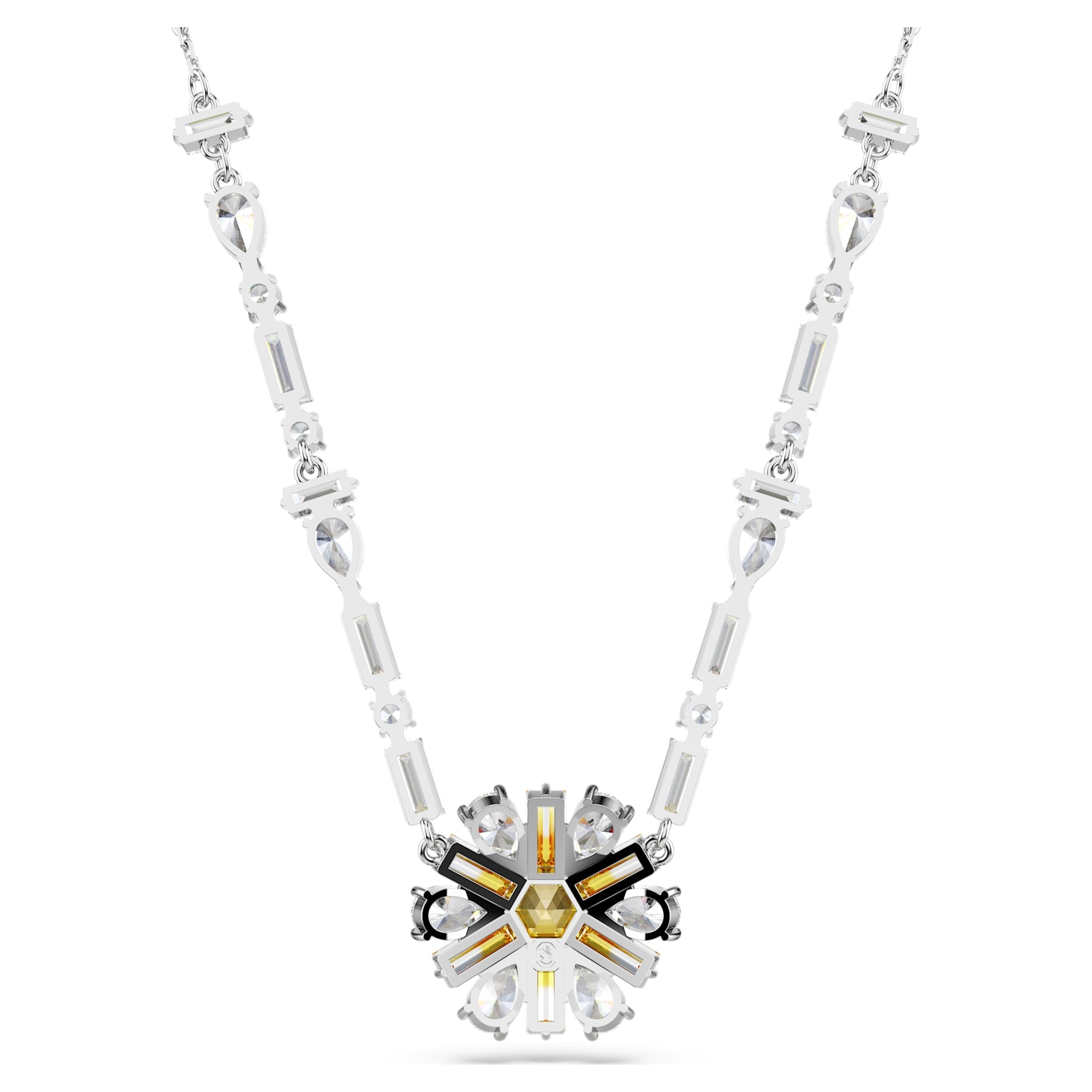 Idyllia - Flower - Yellow Silver - Necklace - Swarovski