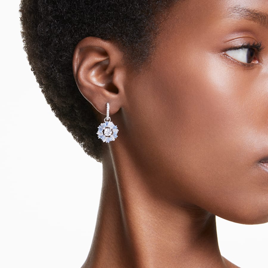 Idyllia - Flower - Silver Blue - Earrings - Swarovski