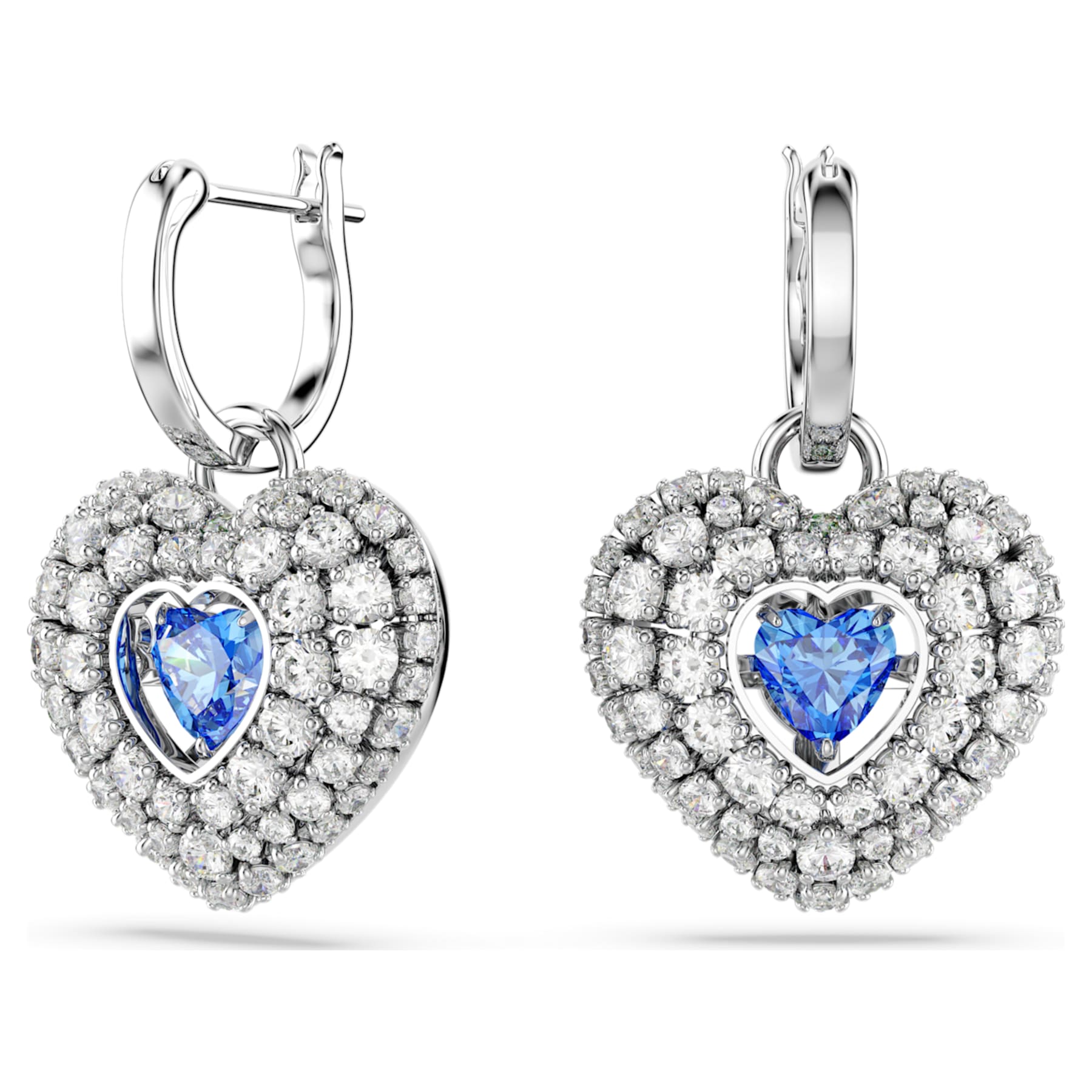 Hyperbola - Silver Blue - Heart - Earrings - Swarovski