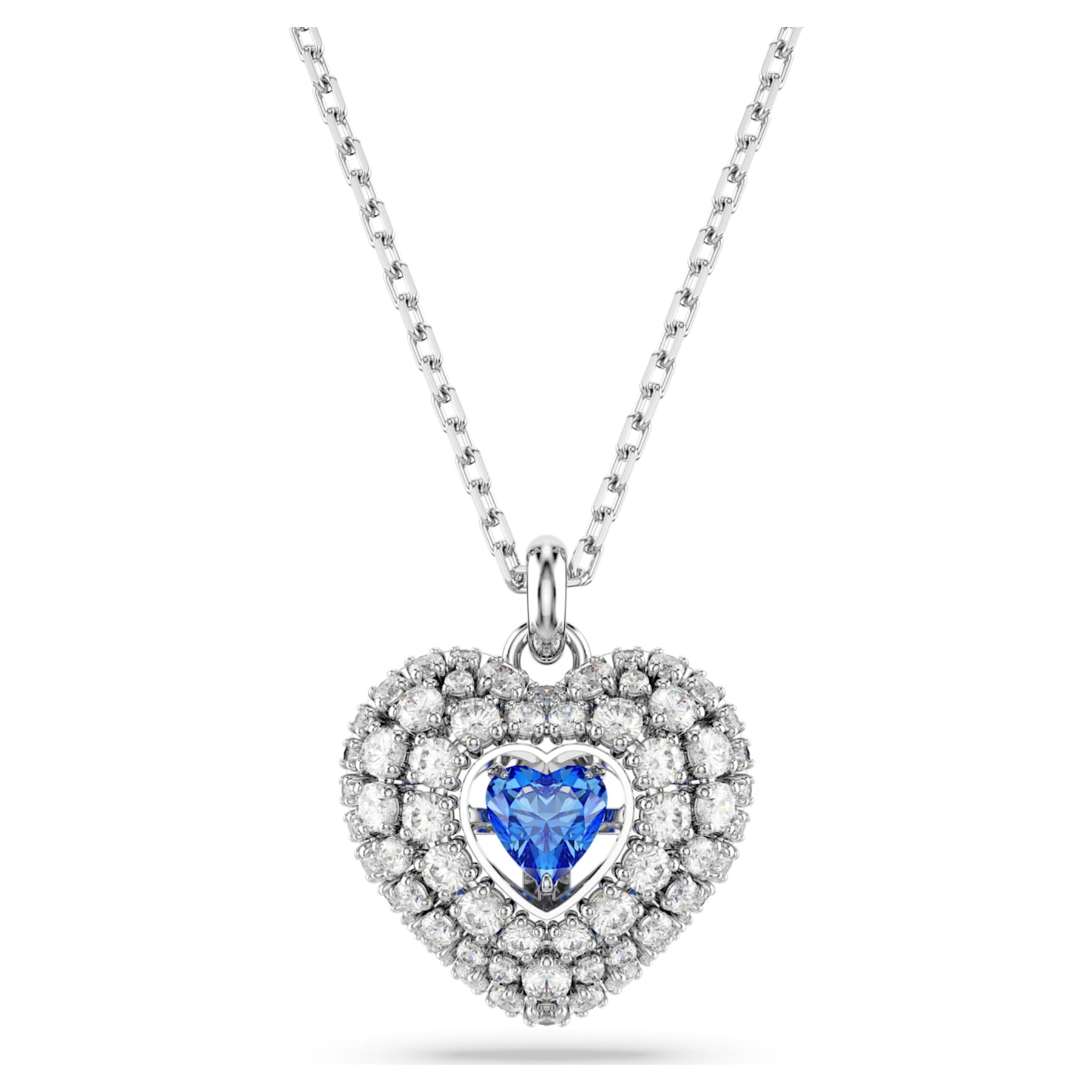 Hyperbola - Silver Blue - Heart - Necklace - Swarovski