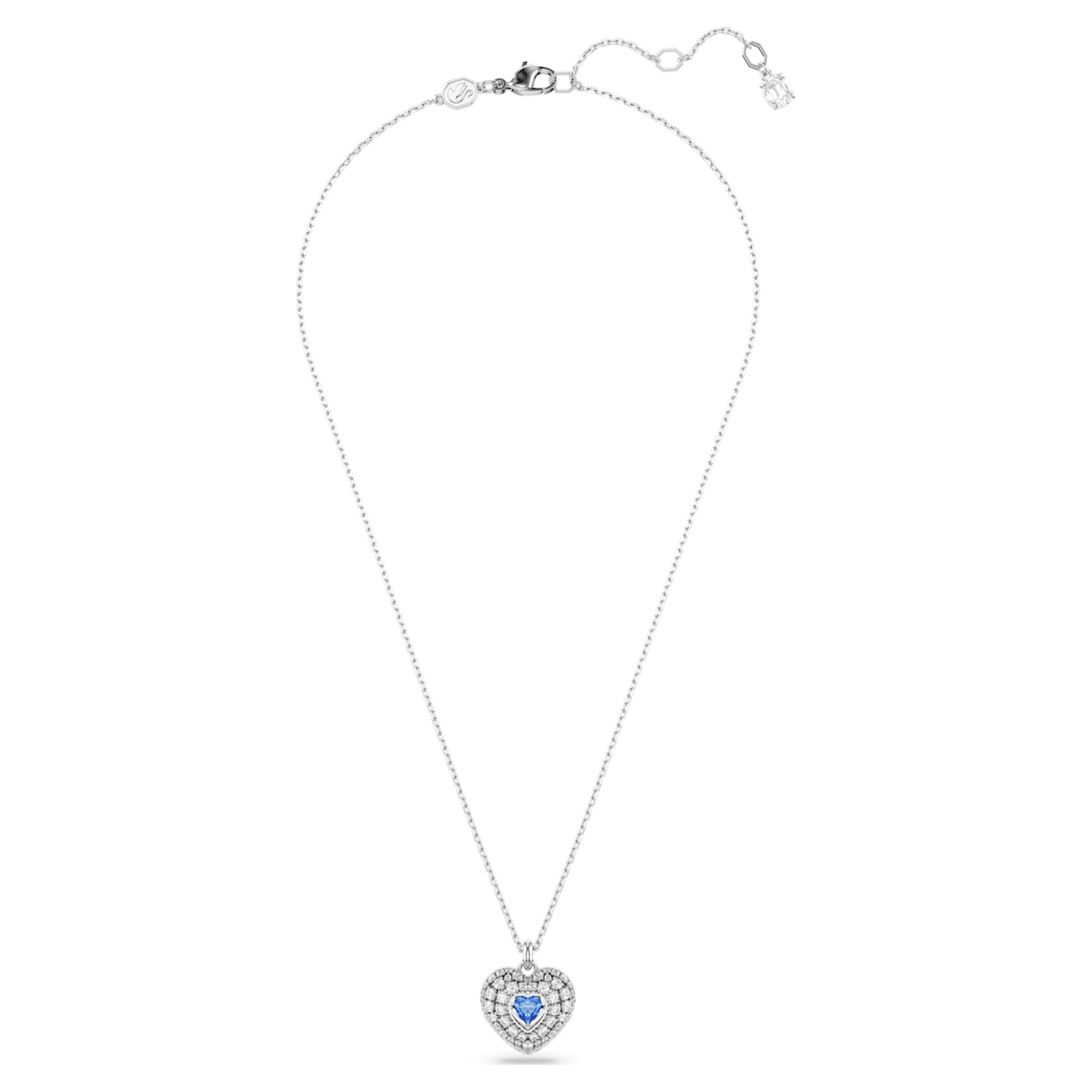 Hyperbola - Silver Blue - Heart - Necklace - Swarovski