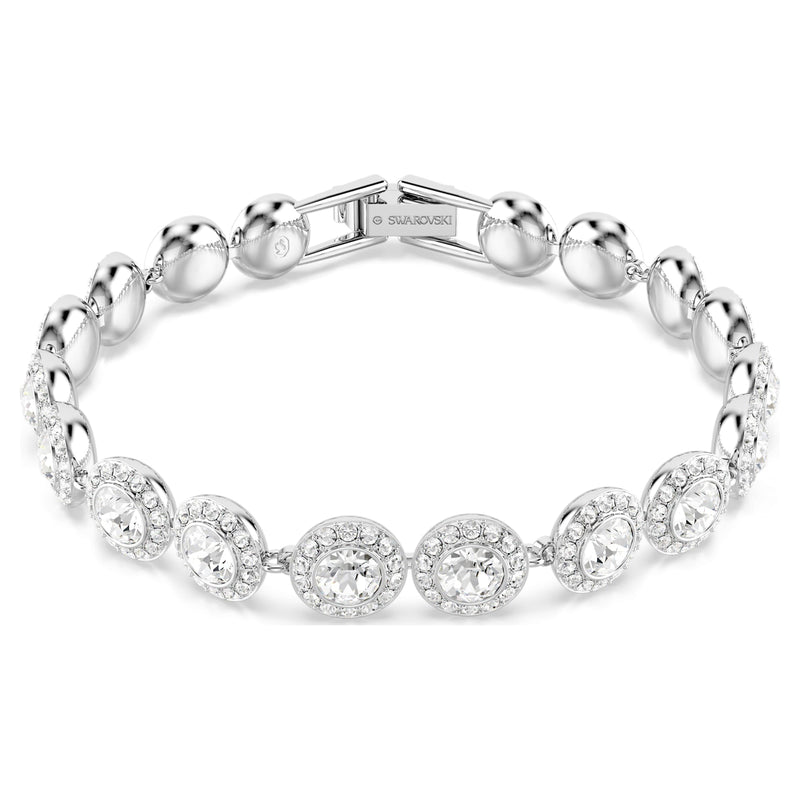 Una Angelic - Round - White Silver - Bracelet - Swarovski