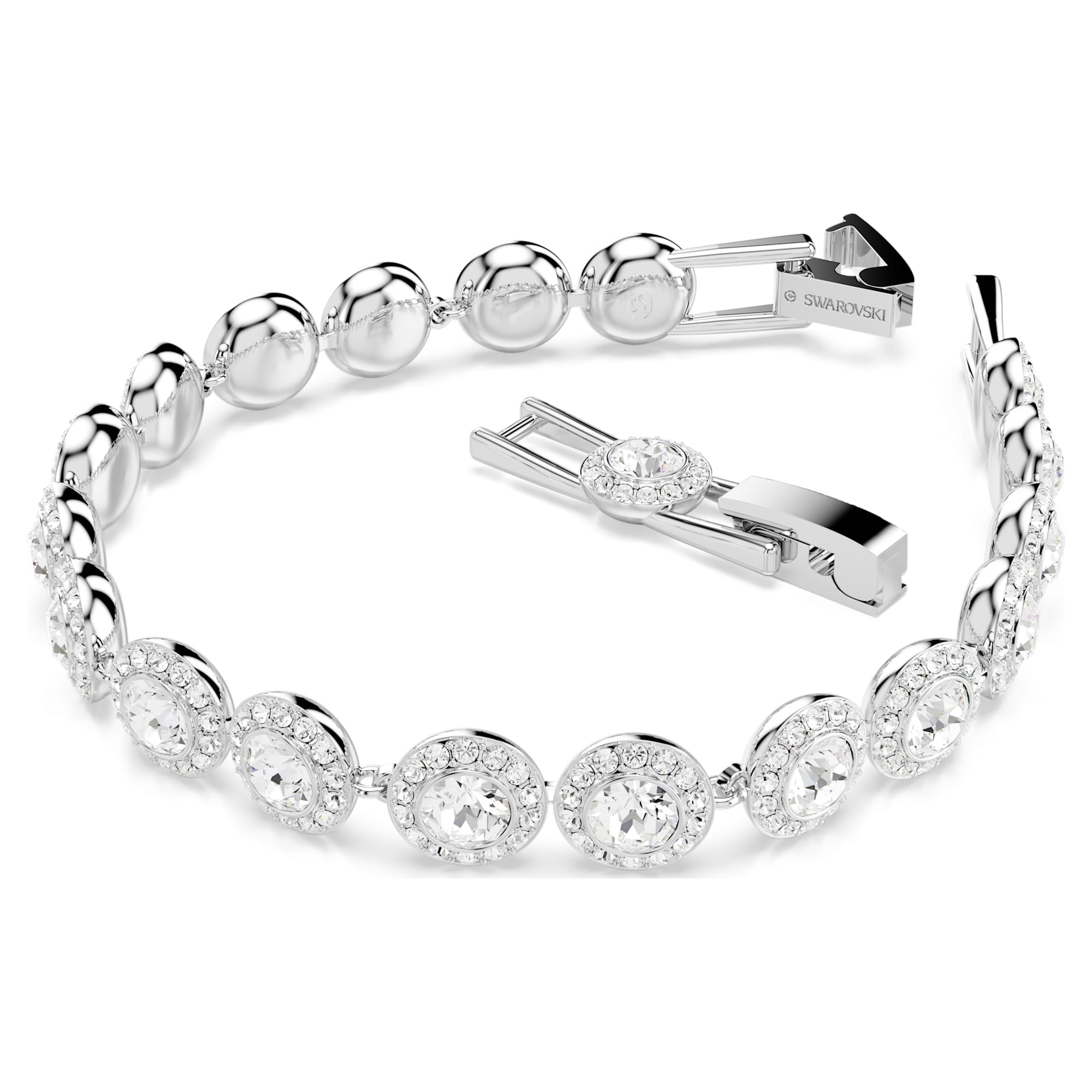 Una Angelic - Round - White Silver - Bracelet - Swarovski