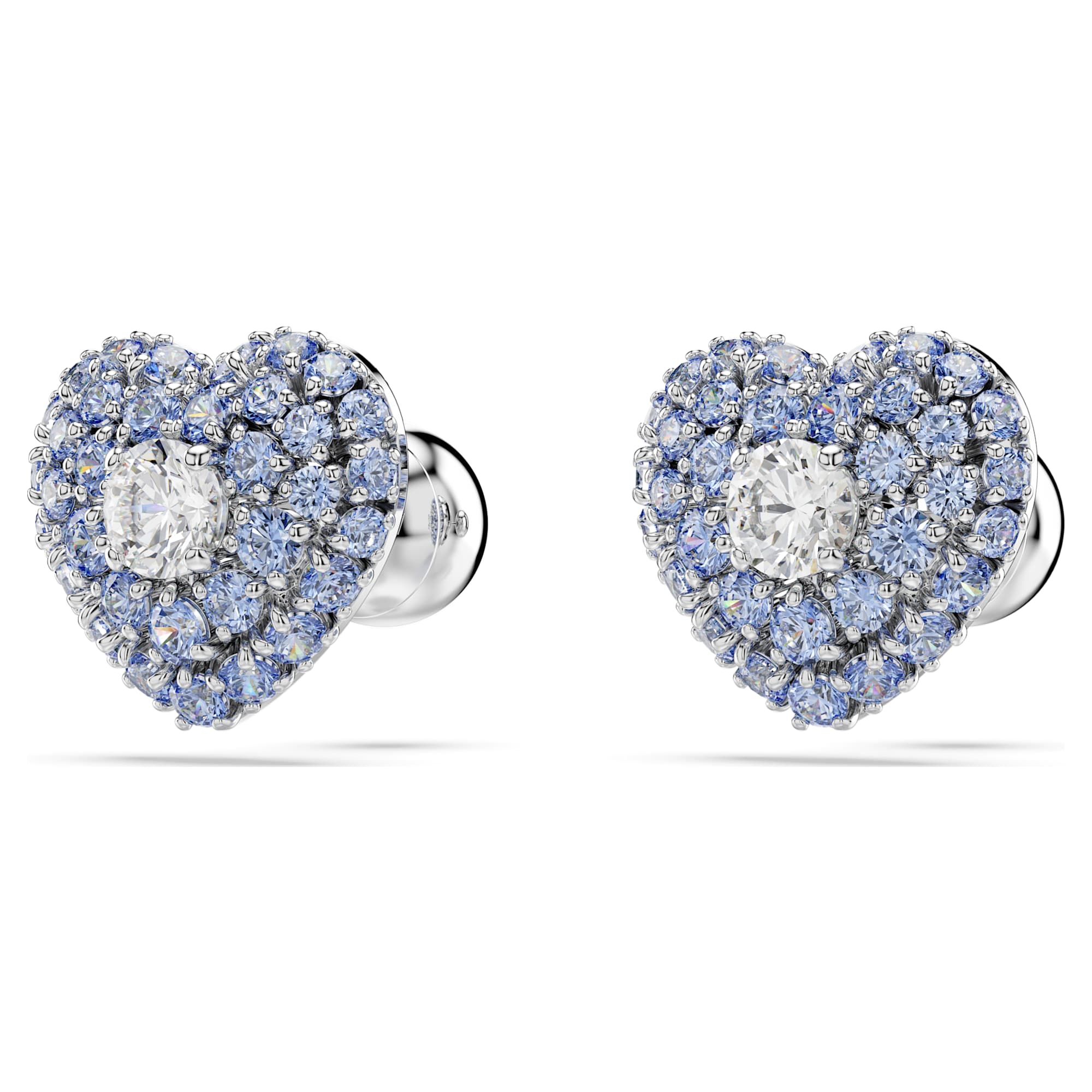 Hyperbola - Bleu Argenté - Cœur - Boucles d'oreilles - Swarovski