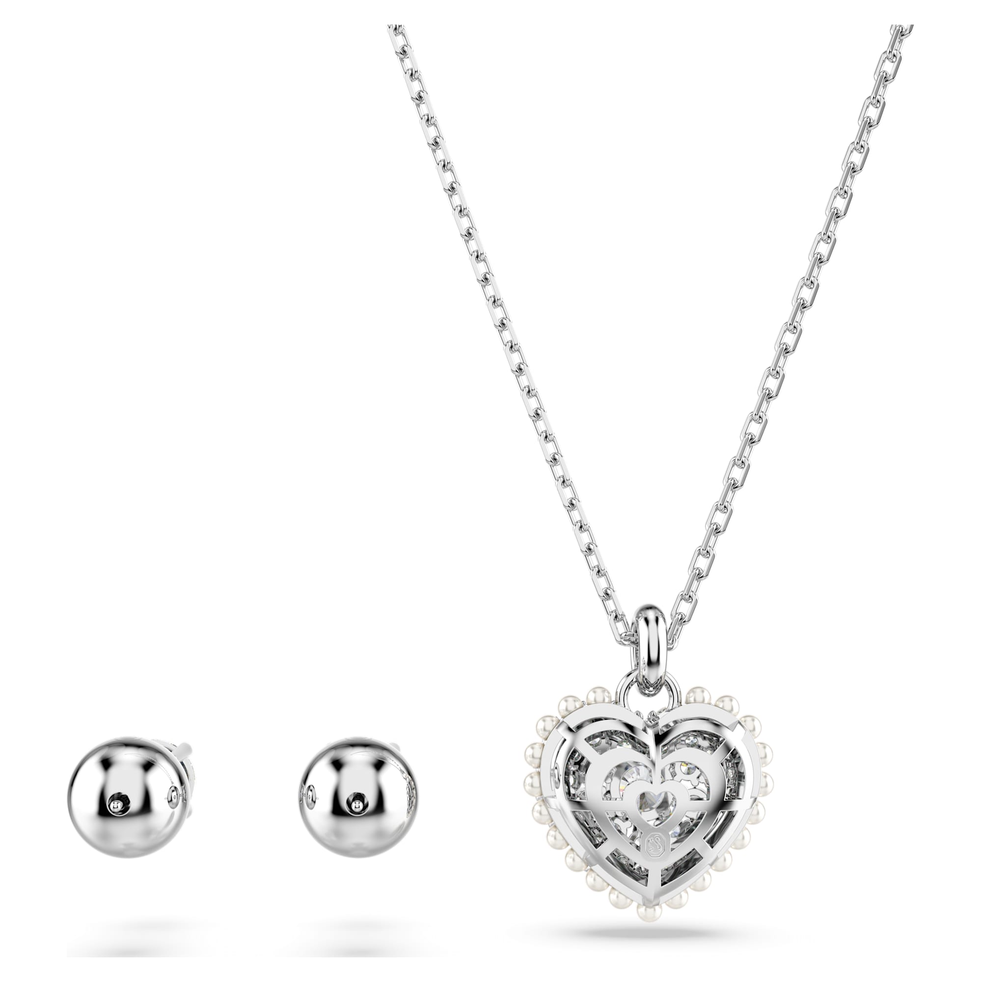 Hyperbola - Silver White - Heart - Set - Swarovski