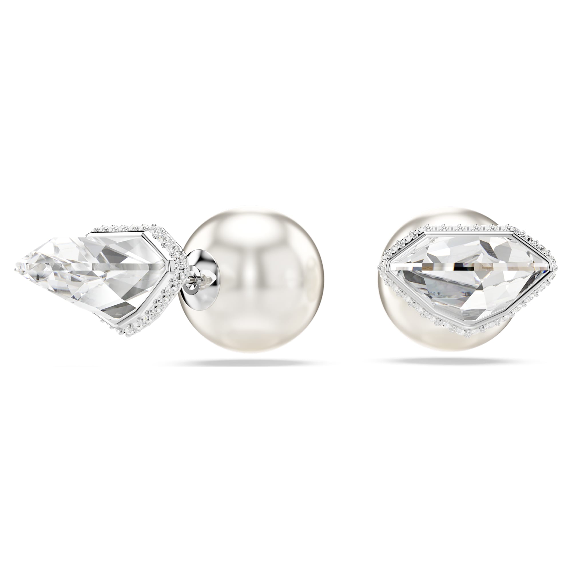 Lucent - White Silver - Stud Earrings - Swarovski