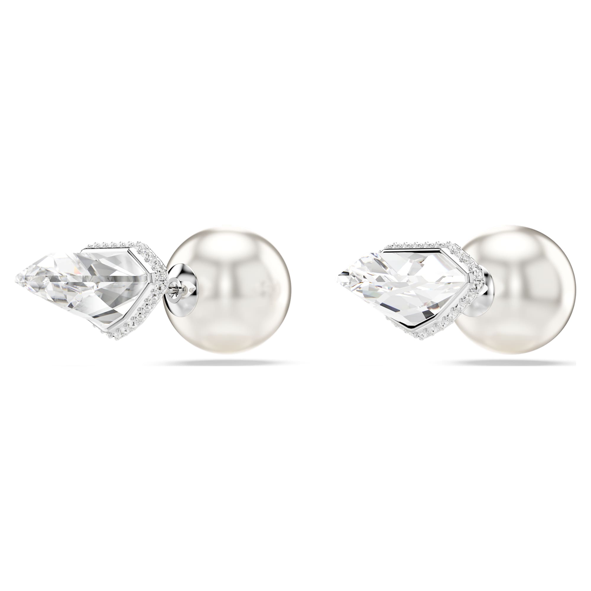 Lucent - White Silver - Stud Earrings - Swarovski