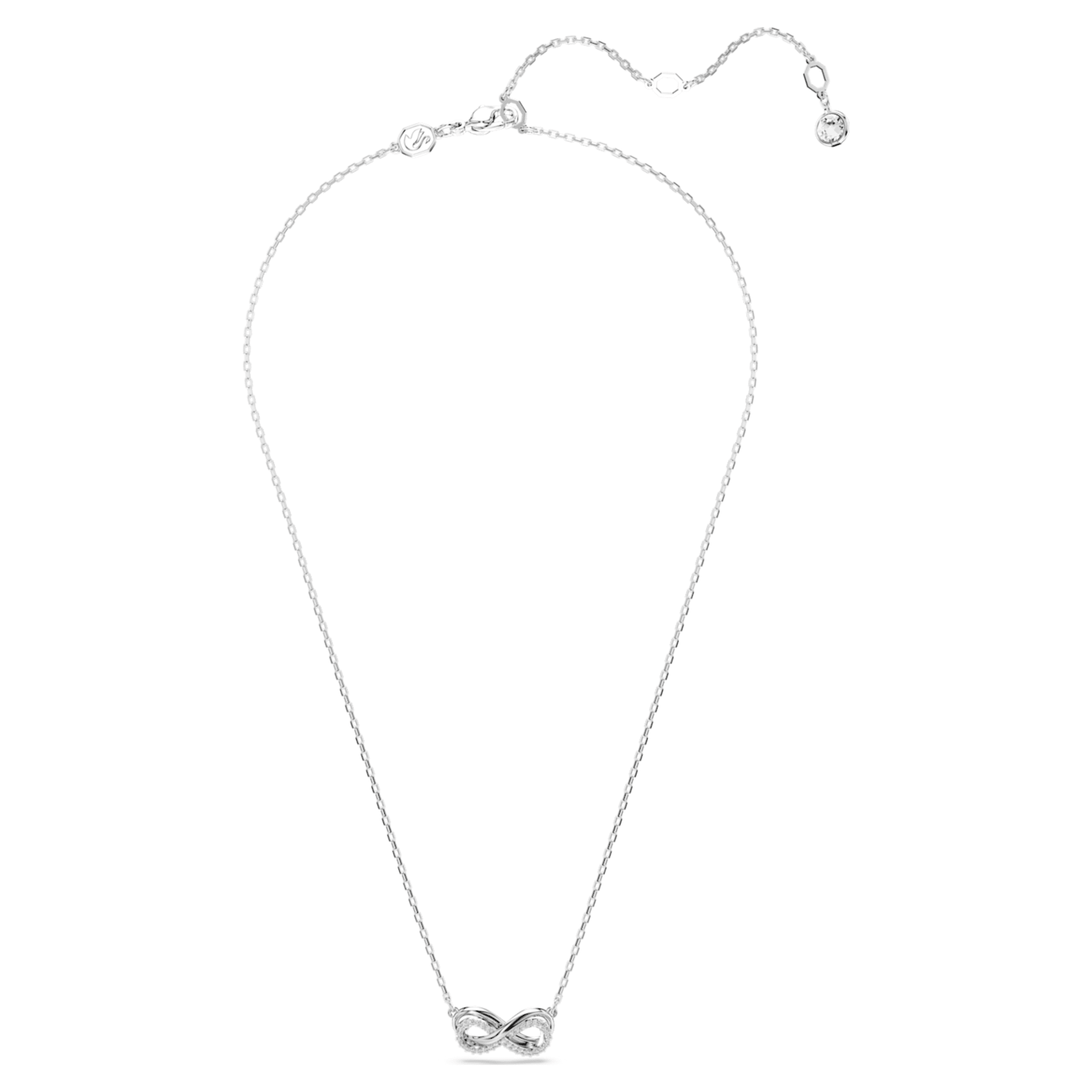 Hyperbola - White Silver - Infinity - Necklace - Swarovski