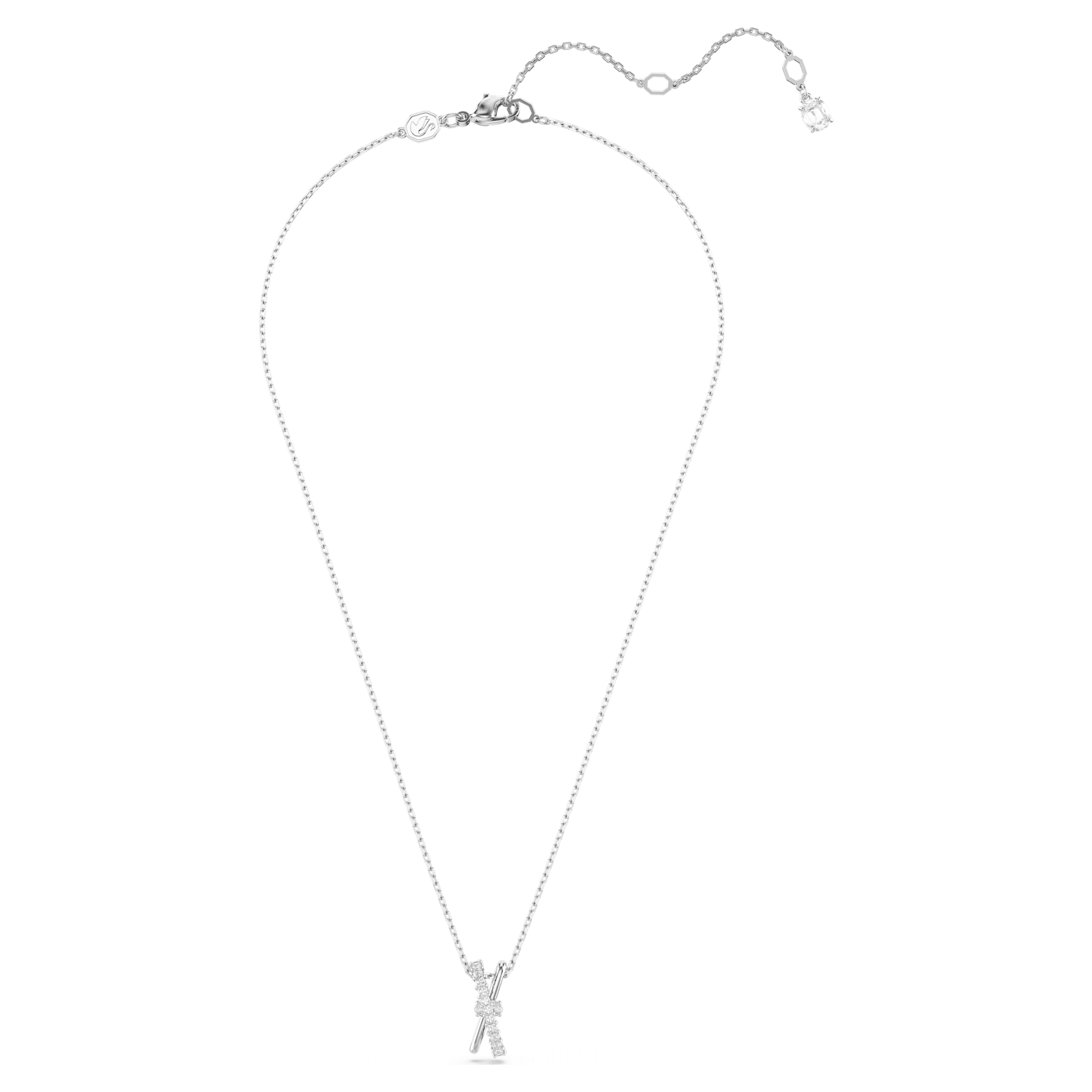 Hyperbola - White Silver - Twist - Necklace - Swarovski