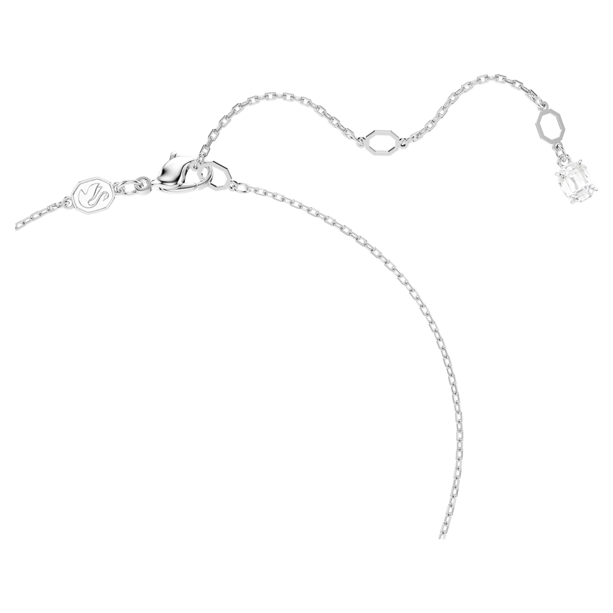 Hyperbola - White Silver - Twist - Necklace - Swarovski