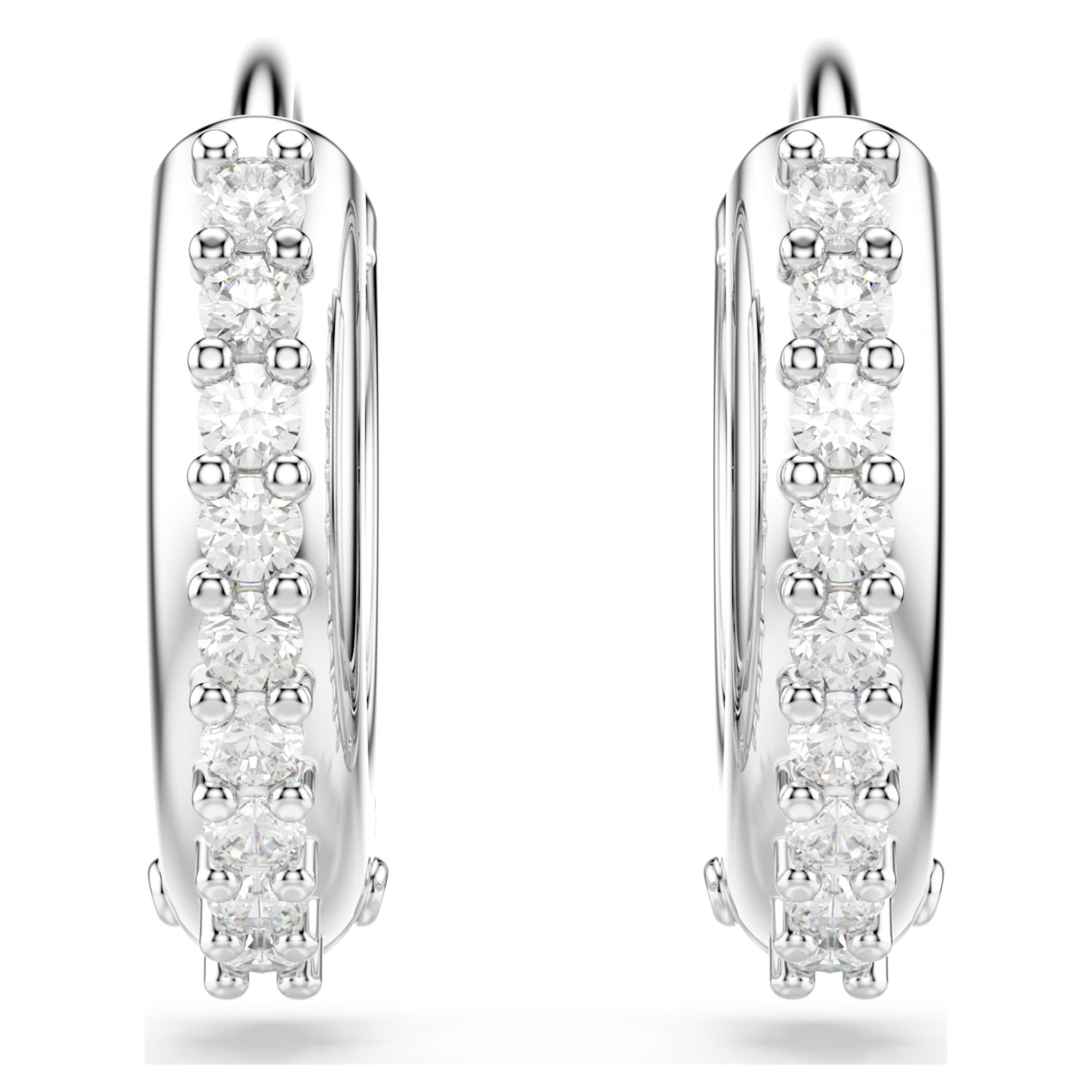 Matrix - White Silver - Hoop Earrings - Swarovski