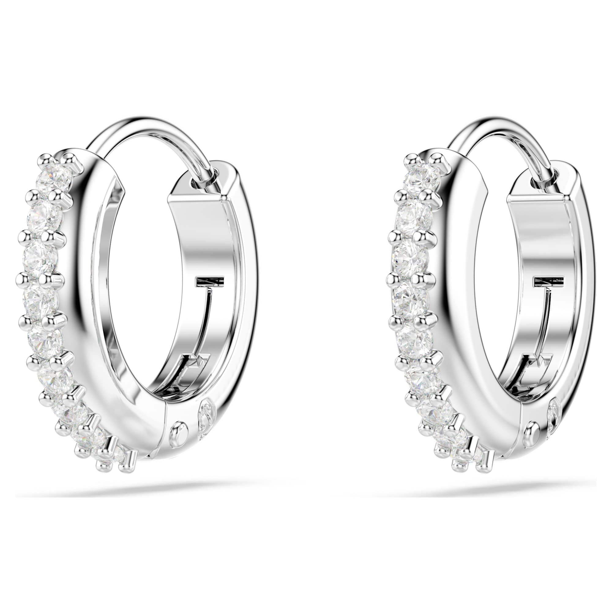 Matrix - White Silver - Hoop Earrings - Swarovski