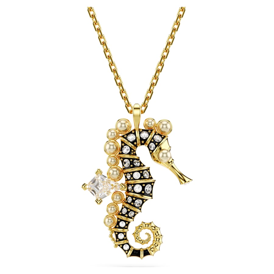 Idyllia - Seahorse - White Gold - Pendant - Swarovski